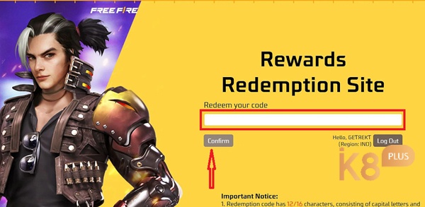Nhập chính xác từng ký tự trong giftcode Free Fire