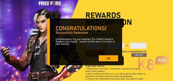 Hoàn thành nhập giftcode Free Fire