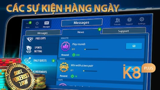 Đăng nhập hằng ngày, hoàn thành nhiệm vụ để nhận chips miễn phí và thực hành quản lý vốn hiệu quả.