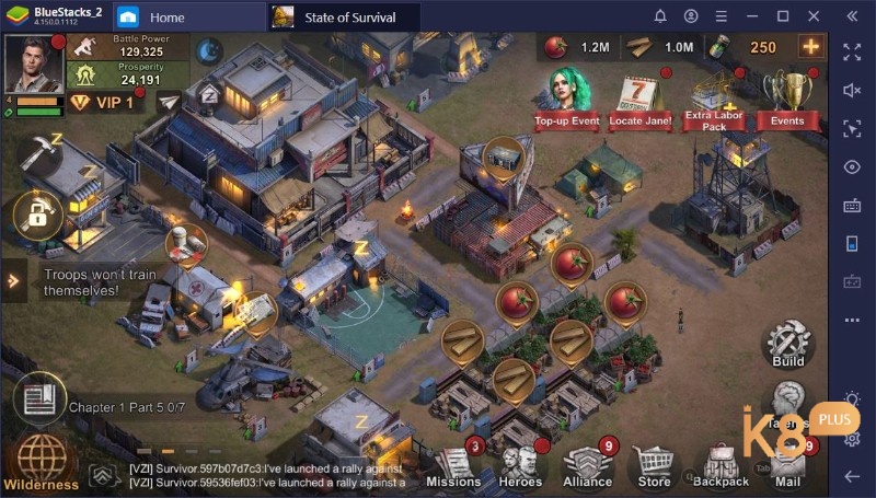 Game cày cuốc hay cho mobile giữa bối cảnh zombie bằng cách săn quái và nâng cấp căn cứ sinh tồn.